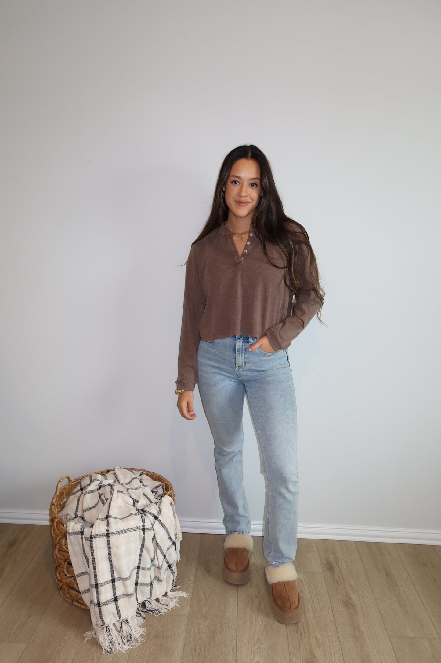 Henley Top- Mocha
