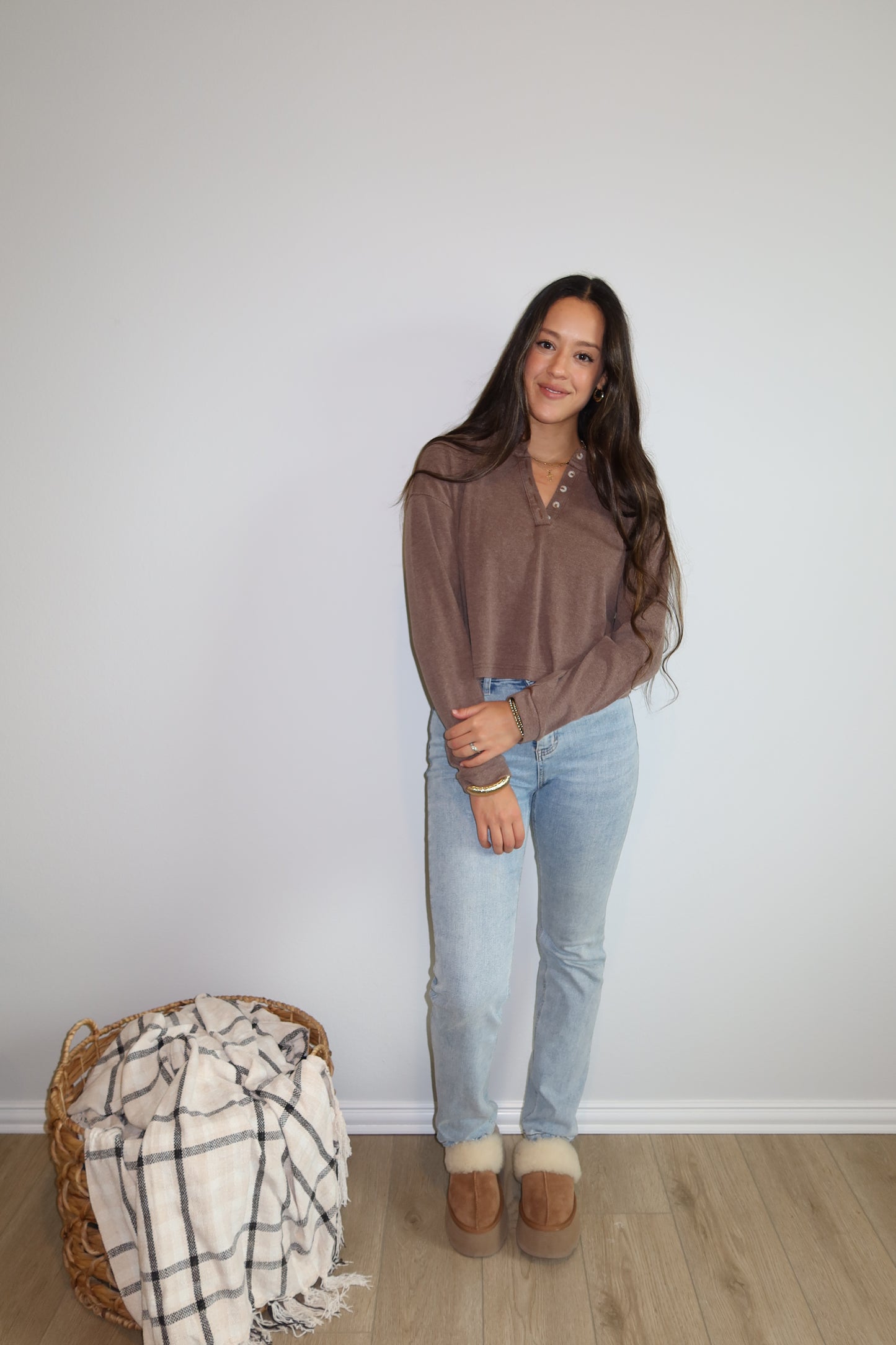 Henley Top- Mocha