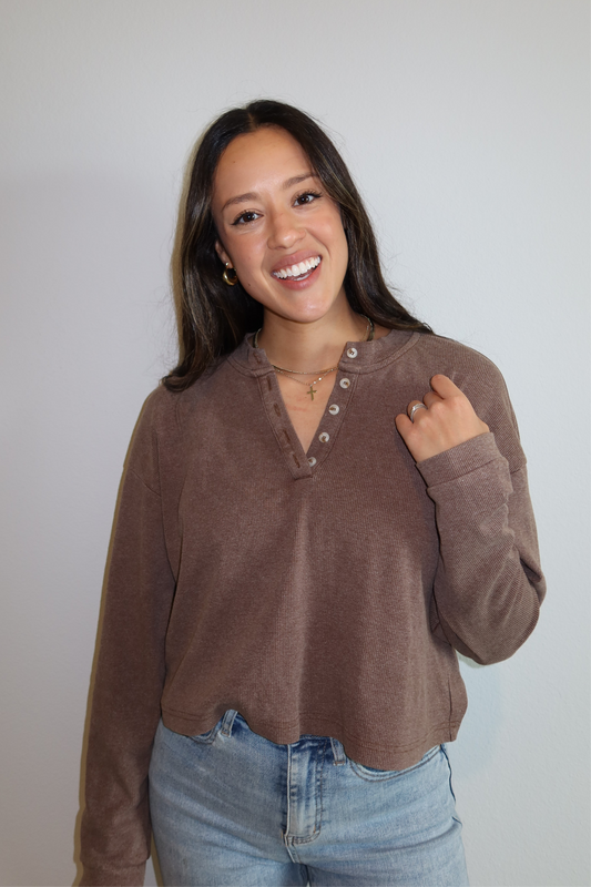 Henley Top- Mocha