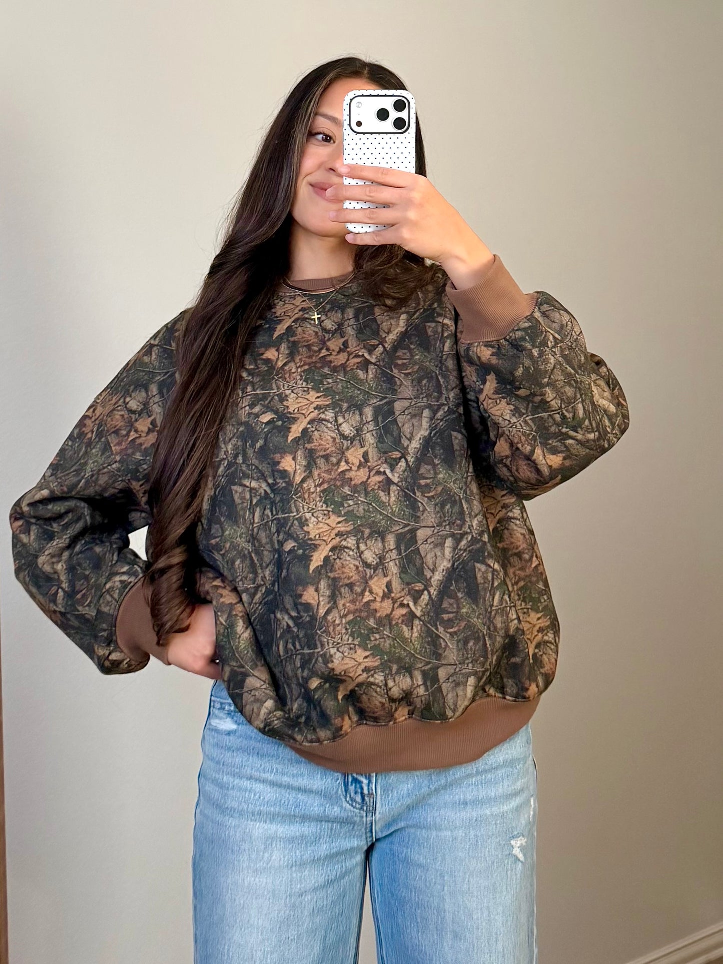 Woodland Dark Camo Fleece Sweatshirt